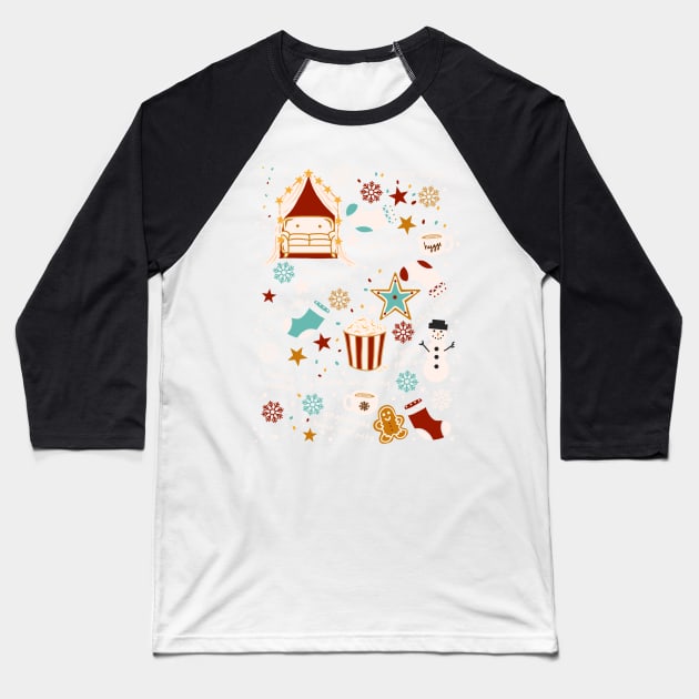 Christmas Quarantine Pattern Baseball T-Shirt by panco